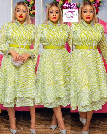 Belted Long Sleeve Stone Dress - OTRachy collection LLC